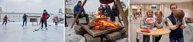 en gruppe mennesker som står rundt en bålplass