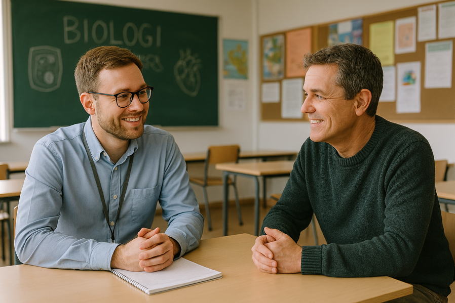 et par menn som sitter ved et bord